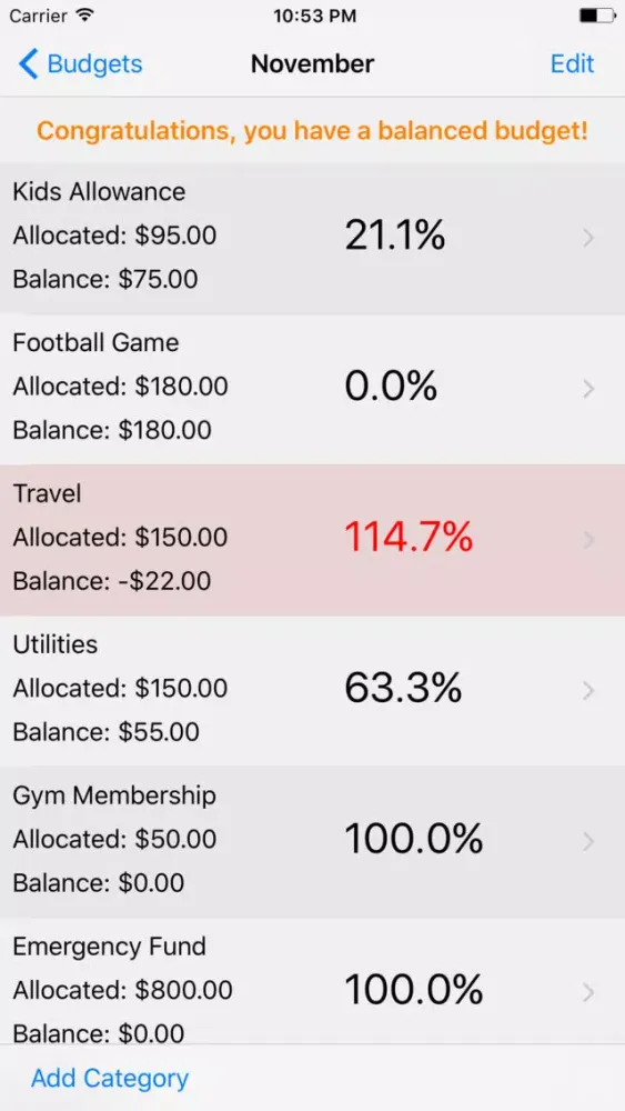 Screenshot di Balanced Budgeting