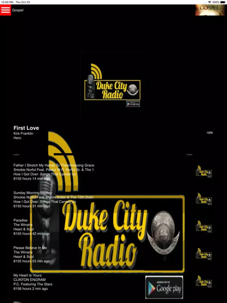 Ảnh chụp màn hình của Duke City Radio Gospel iPad 