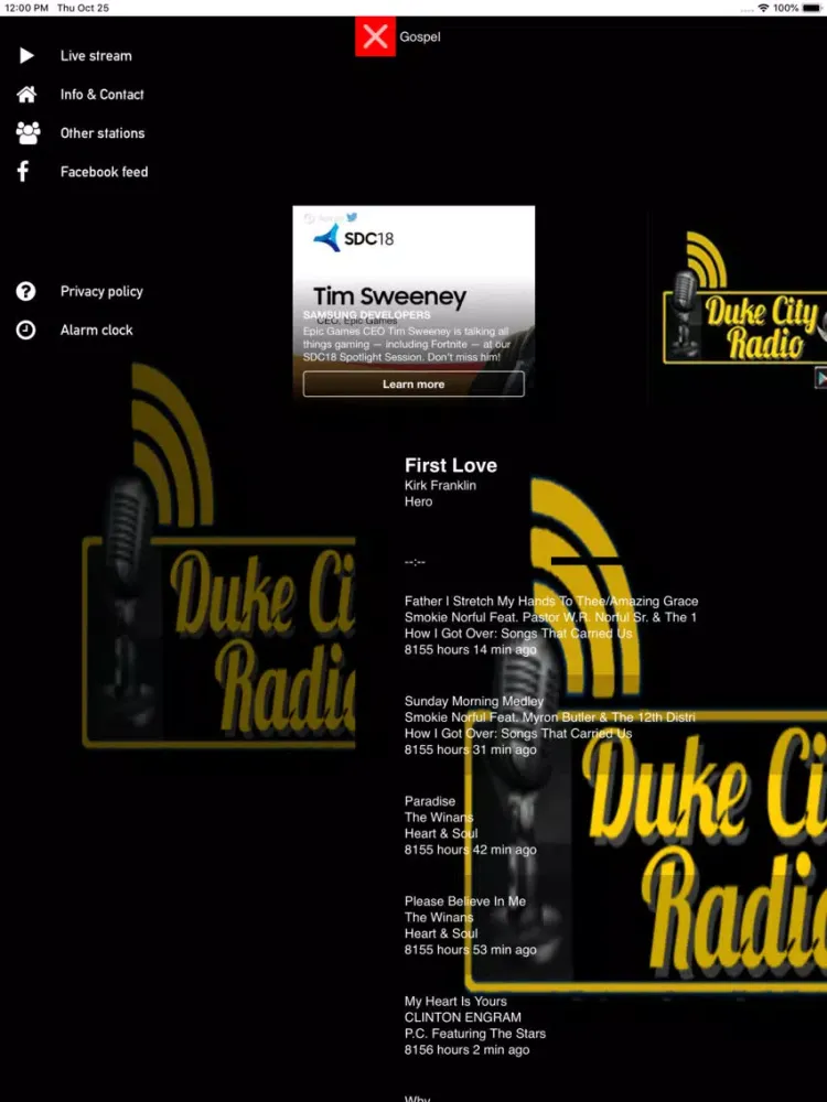Ảnh chụp màn hình của Duke City Radio Gospel iPad 