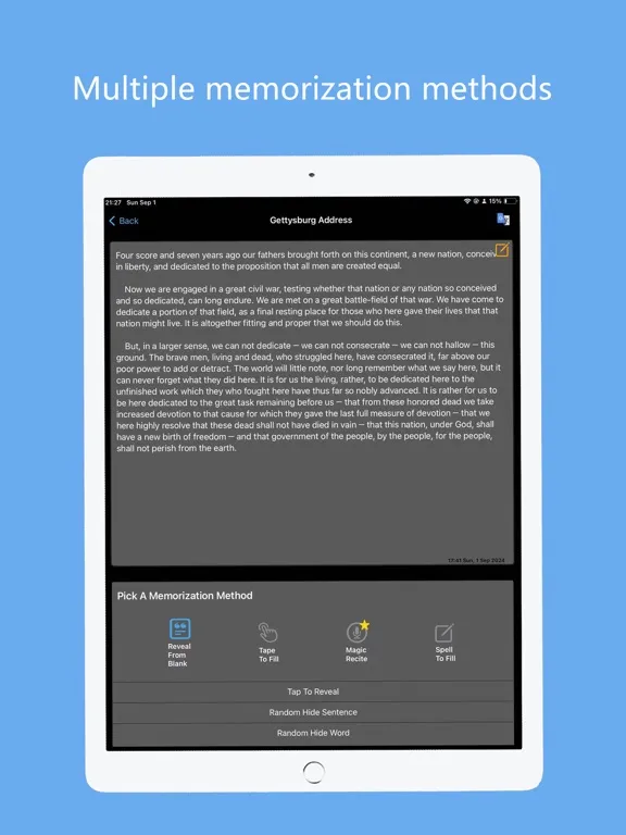 Screenshot di MagicMemo iPad 