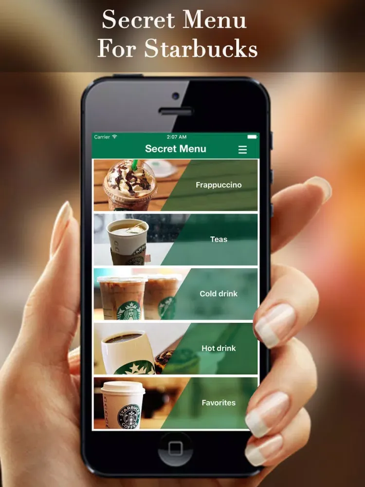 Ảnh chụp màn hình của eXpresso Secret Menu for Starbucks - Coffee, Frappuccino, Macchiato, Tea, Cold & Hot Drinks Recipes iPad 