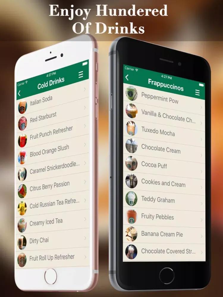 Ảnh chụp màn hình của eXpresso Secret Menu for Starbucks - Coffee, Frappuccino, Macchiato, Tea, Cold & Hot Drinks Recipes iPad 