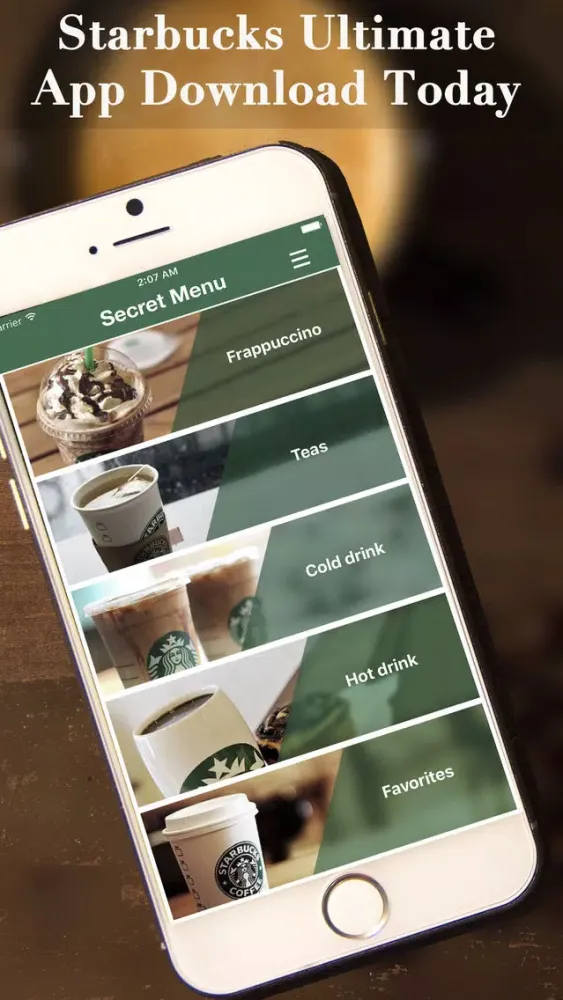 Ảnh chụp màn hình của eXpresso Secret Menu for Starbucks - Coffee, Frappuccino, Macchiato, Tea, Cold & Hot Drinks Recipes