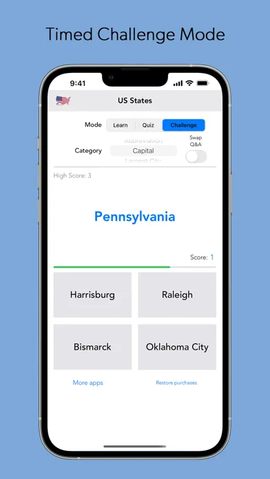 US States & Capitals Quiz Game স্ক্রিনশট