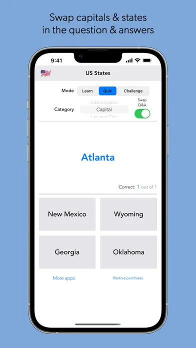 US States & Capitals Quiz Game স্ক্রিনশট