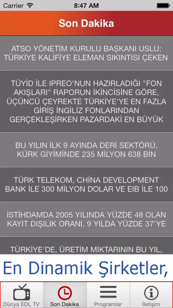 Captures d'écran de Dünya EDL TV