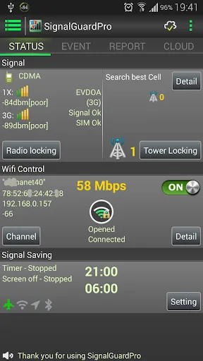 Capturas de tela do Signal Guard Pro