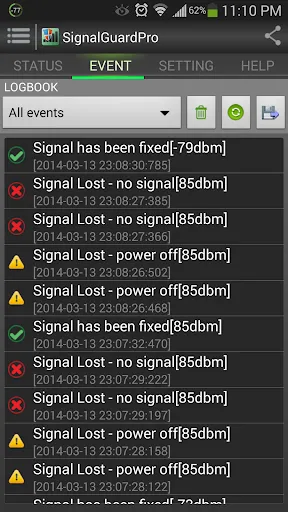 Capturas de tela do Signal Guard Pro