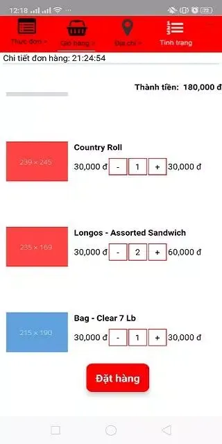 Tangkapan layar Order App Dusman