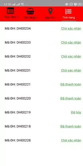Tangkapan layar Order App Dusman