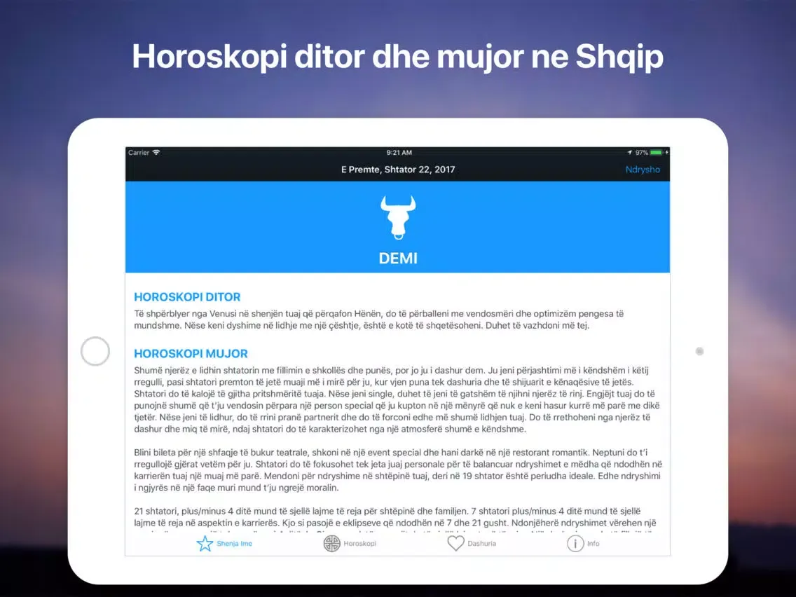 Horoskopi Ditor ne Shqip iPad  スクリーンショット