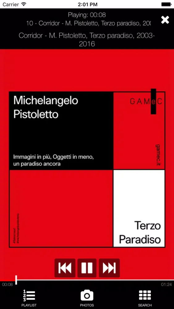 Capturas de tela do GAMeC autumn exhibitions 2016