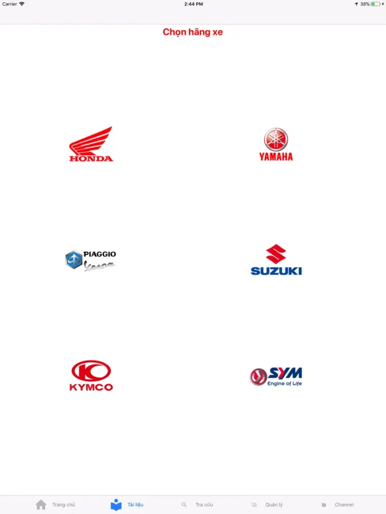 Ảnh chụp màn hình của MotoCare iPad 