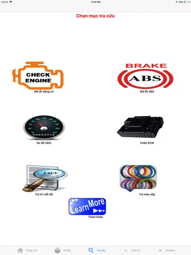 Ảnh chụp màn hình của MotoCare iPad 