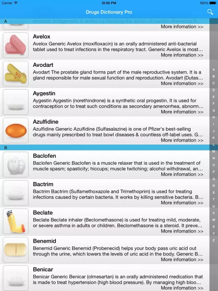 Capturas de tela do Drugs Handbook iPad 