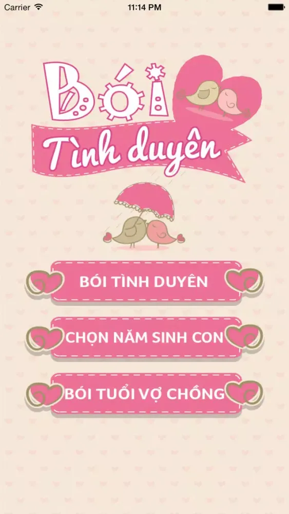 Ảnh chụp màn hình của Bói Tình Duyên 2015