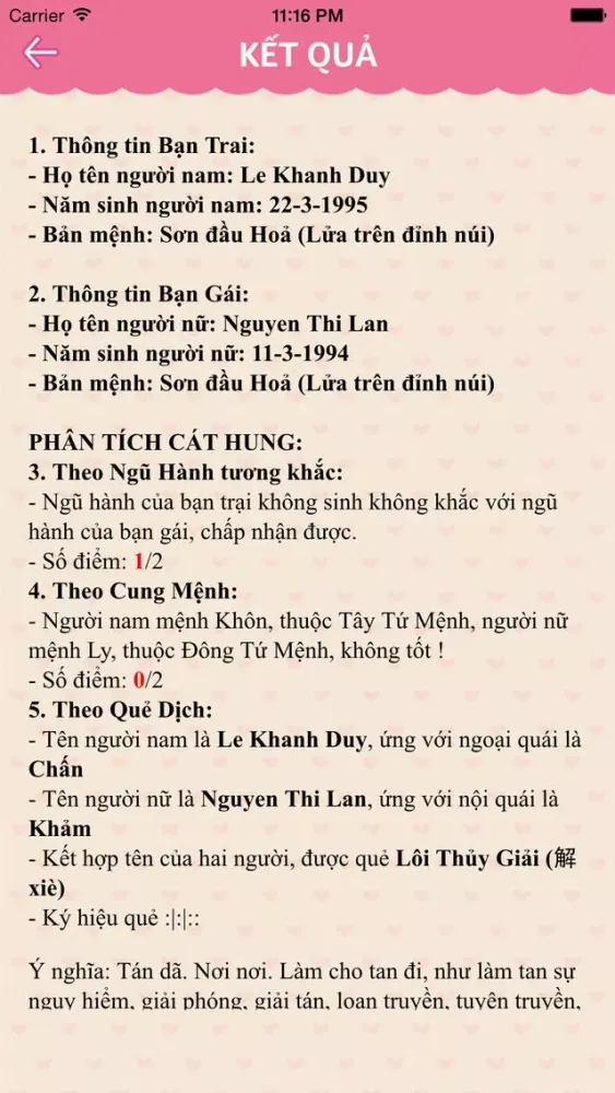 Ảnh chụp màn hình của Bói Tình Duyên 2015