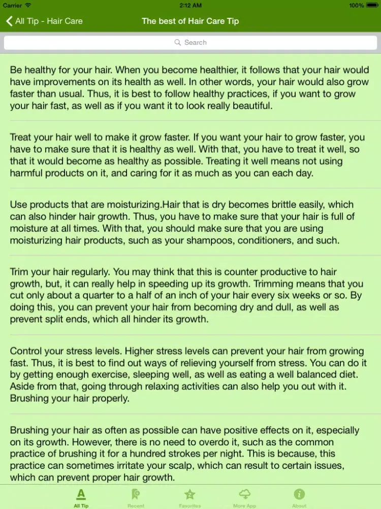 Capturas de pantalla de Hair Care Tip iPad 