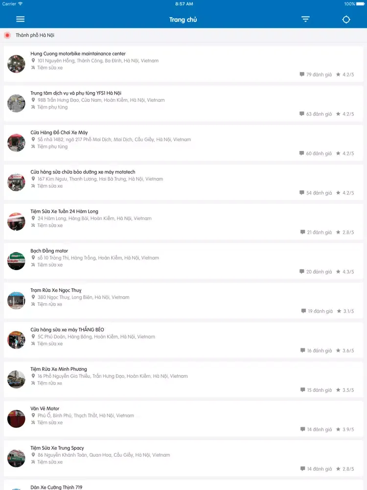 Captures d'écran de Moga - Tìm địa điểm sửa xe iPad 