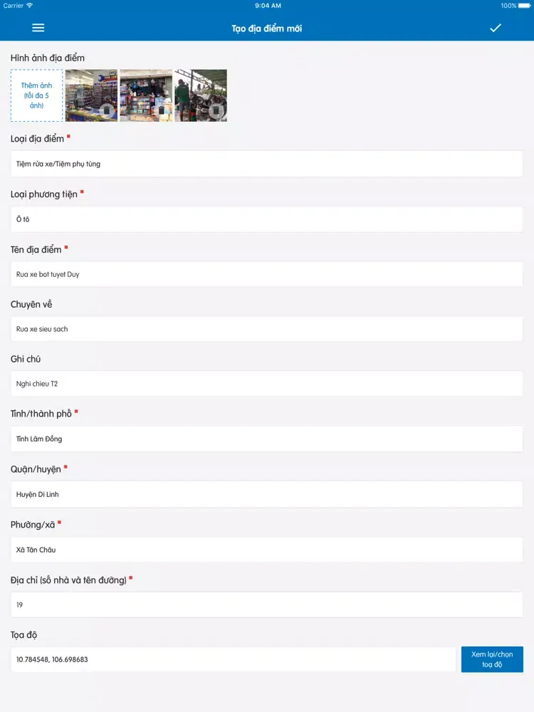 Captures d'écran de Moga - Tìm địa điểm sửa xe iPad 
