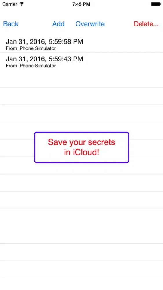 Tangkapan skrin Secret Box