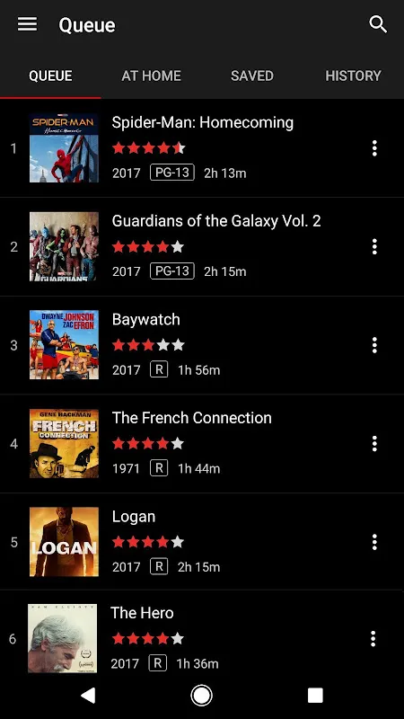 Captures d'écran de DVD Netflix