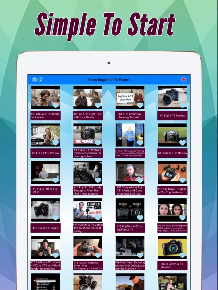 Capturas de tela do Videos Training For Fuji X-T1 Pro iPad 
