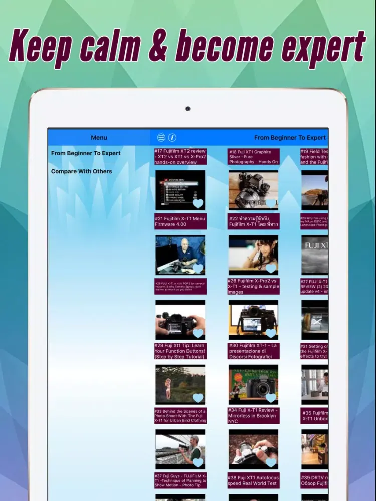 Capturas de tela do Videos Training For Fuji X-T1 Pro iPad 