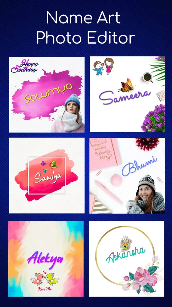 Name Art Photo Editing App Screenshots