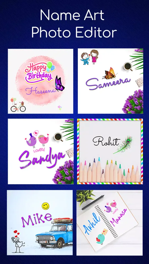 Name Art Photo Editing App Screenshots