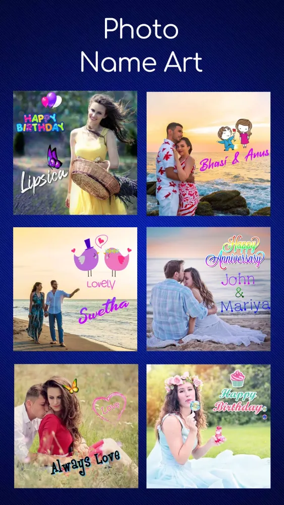 Name Art Photo Editing App Screenshots