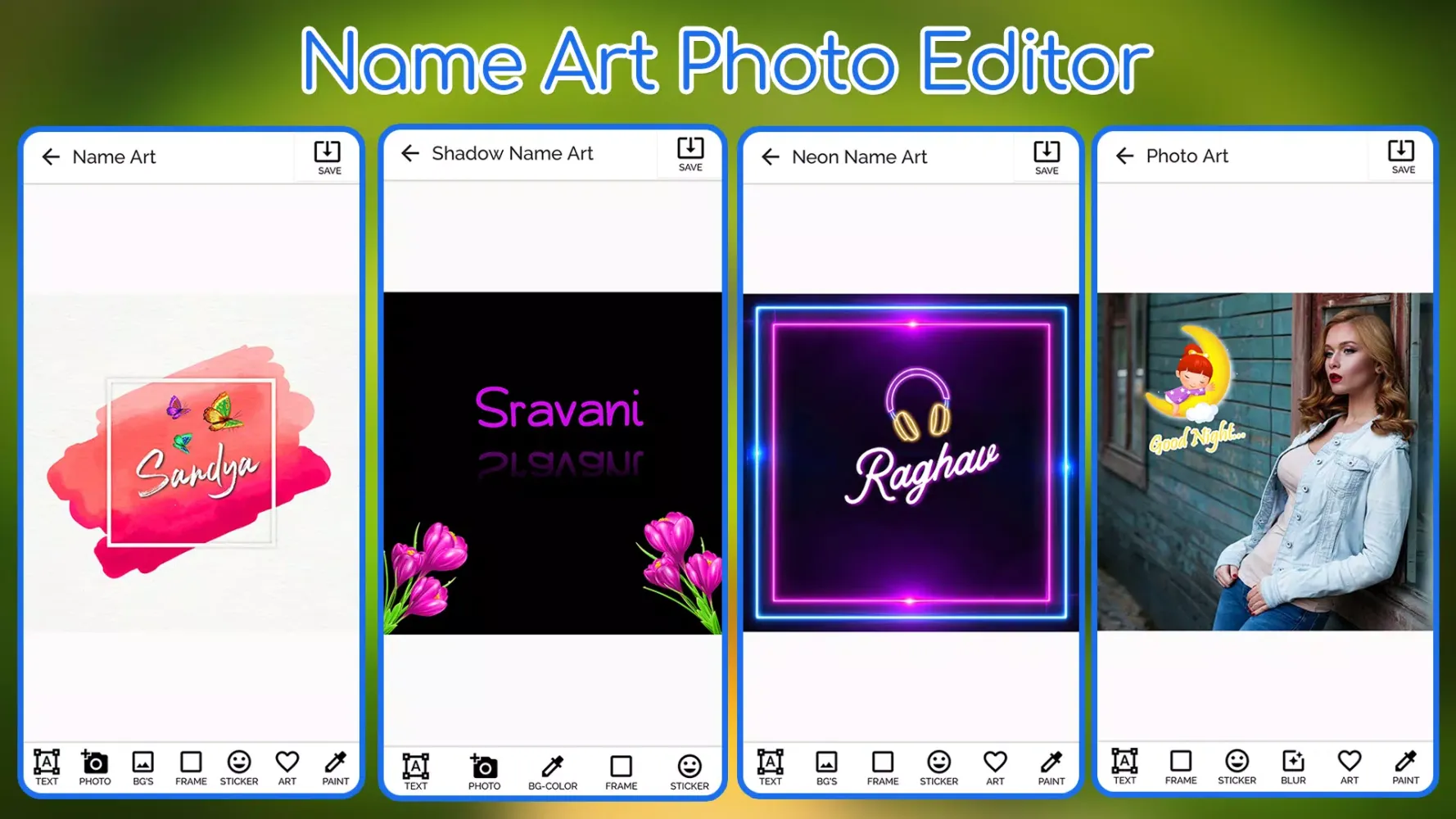 Name Art Photo Editing App Screenshots