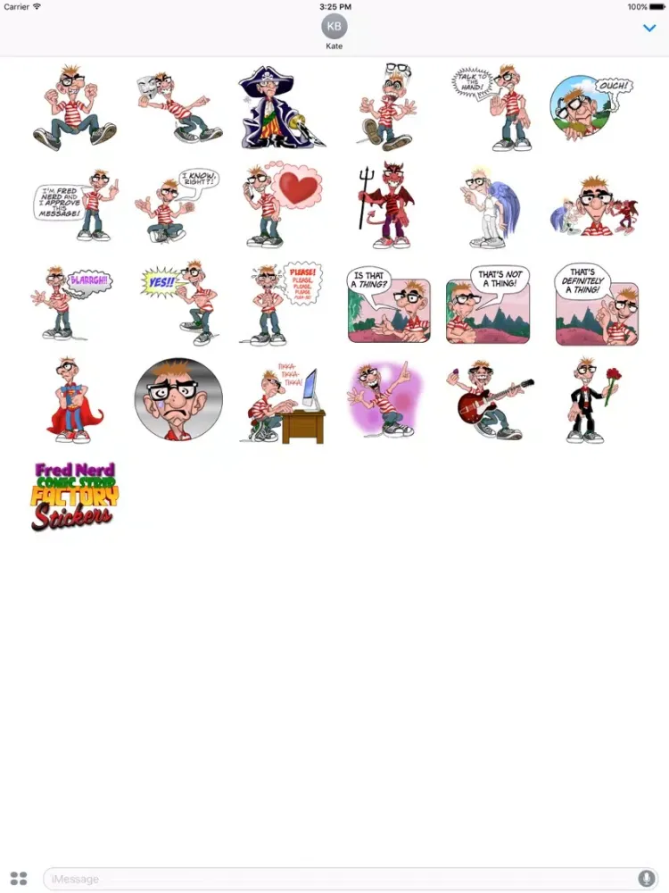 Fred Nerd Comic Strip Factory Stickers iPad  Screenshots