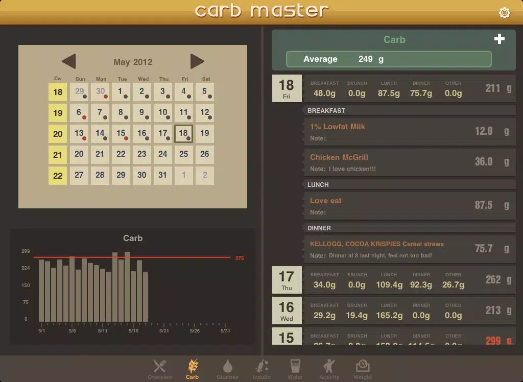 Zrzuty ekranu Carb Master for iPad - Daily Carbohydrate Tracker iPad 