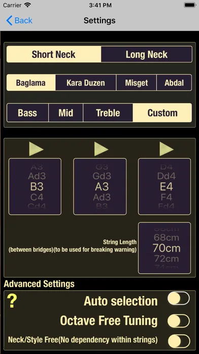 Screenshot di Dybos Baglama Tuner