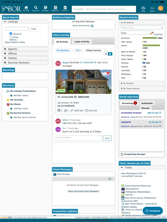 SABOR connectMLS Mobile iPad  স্ক্রিনশট