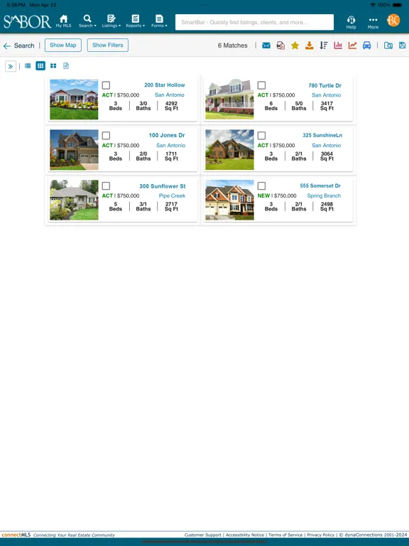 SABOR connectMLS Mobile iPad  স্ক্রিনশট