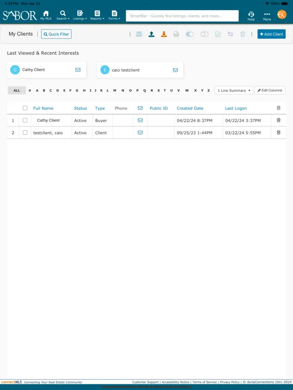 SABOR connectMLS Mobile iPad  স্ক্রিনশট
