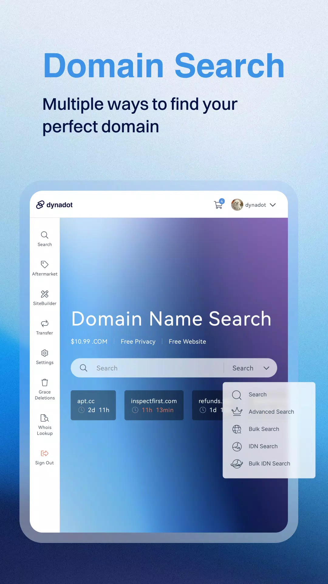 Dynadot - Tablet Domain App Screenshots