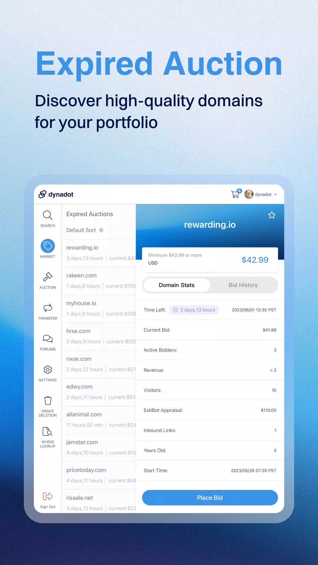 Dynadot - Tablet Domain App Screenshots