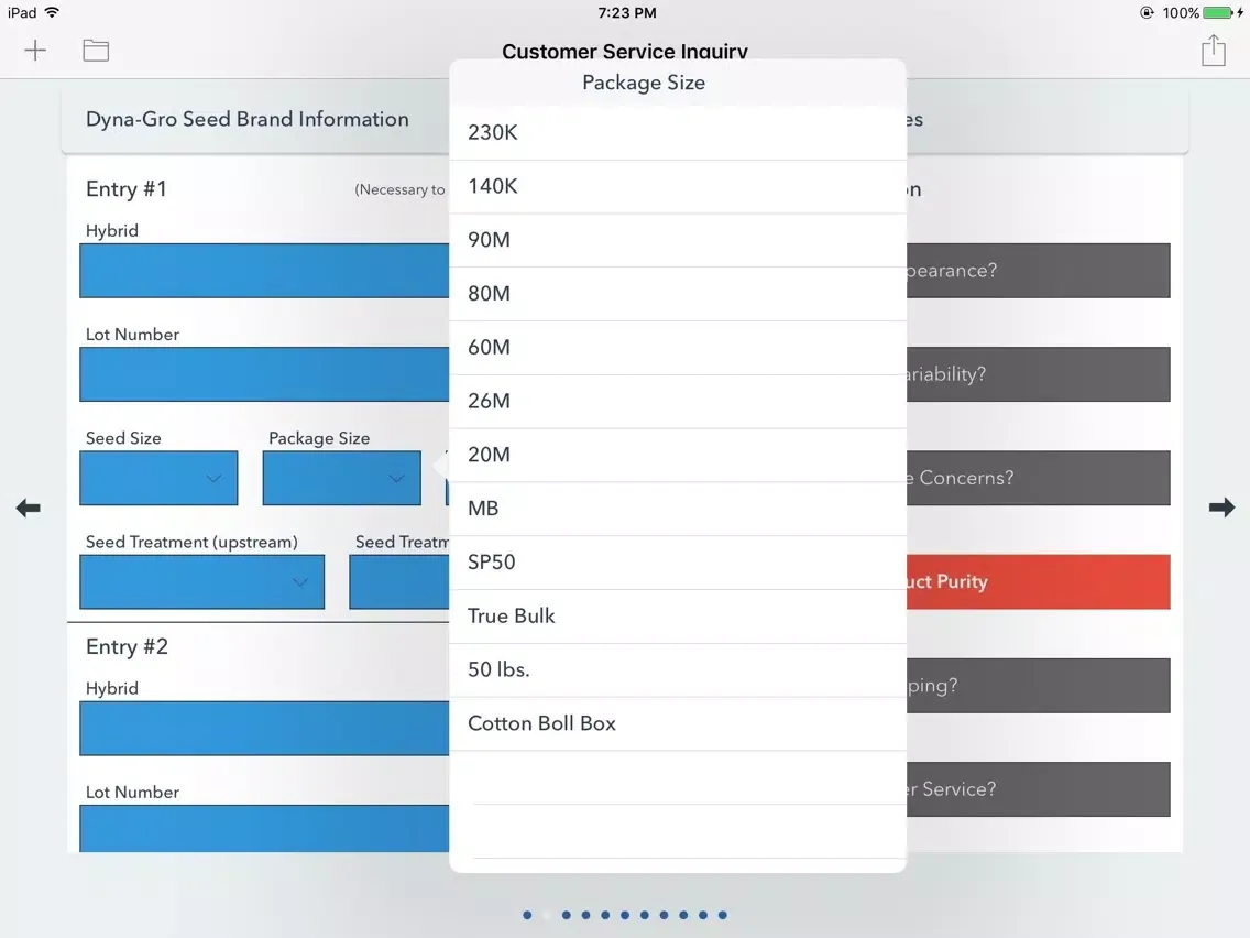 Dyna-Gro Customer Service Inquiry iPad  Screenshots