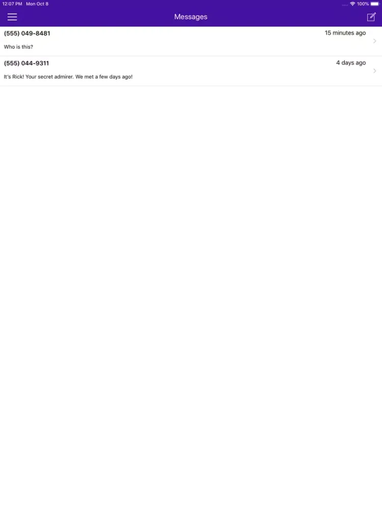 Capturas de tela do Second Private Texting Number iPad 