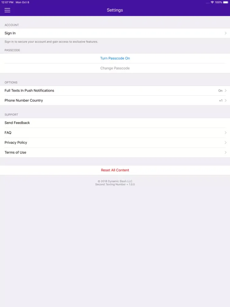 Capturas de tela do Second Private Texting Number iPad 