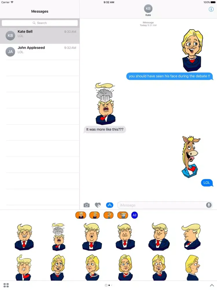 Скриншоты Busted Politics: Trump & Hillary Emoji Stickers iPad 