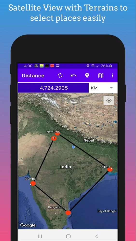 Capturas de tela do GPS Distance Measurement