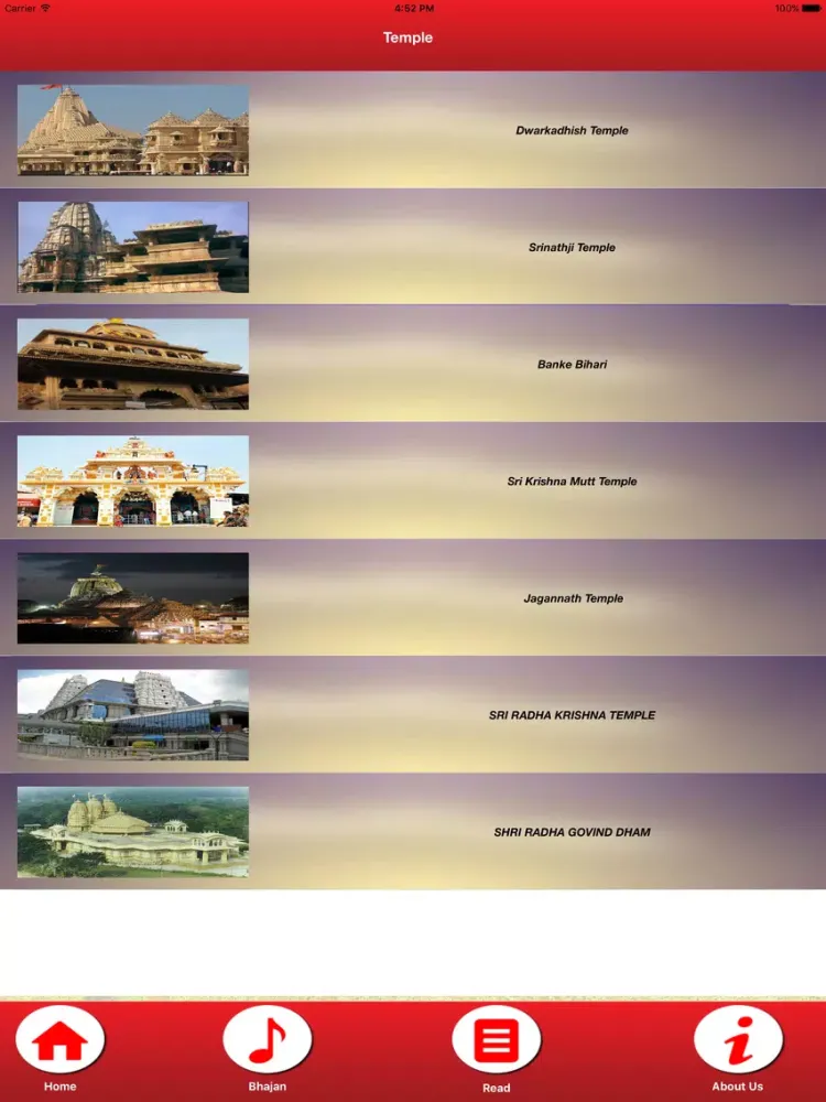 Tangkapan layar Shri Krishna App iPad 