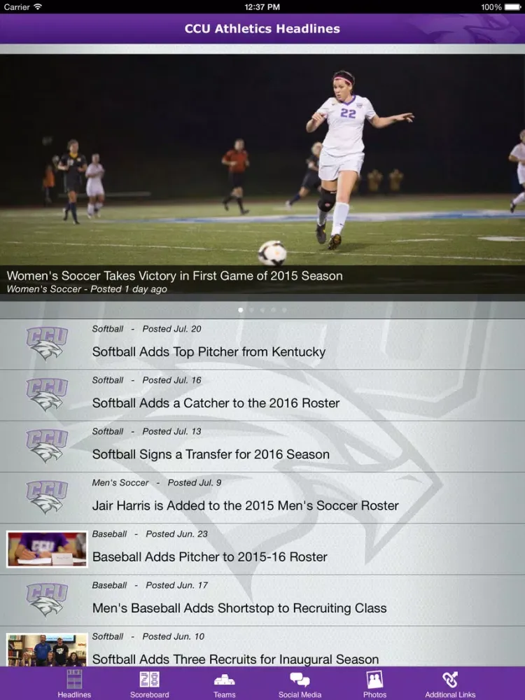 Screenshot di Cincinnati Christian University Athletics iPad 