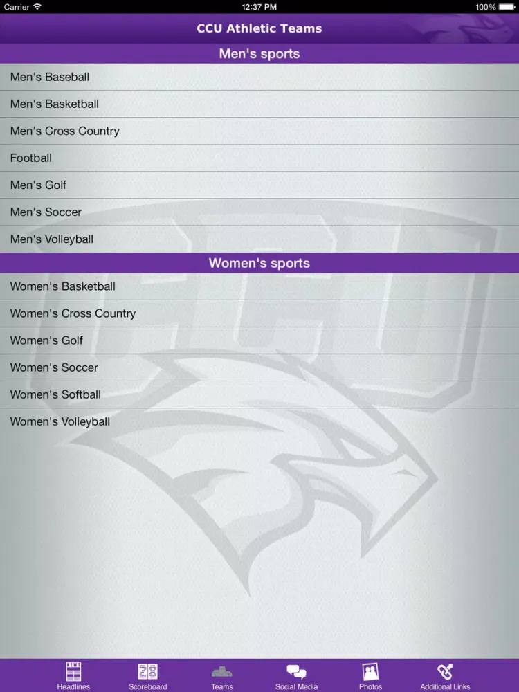 Screenshot di Cincinnati Christian University Athletics iPad 