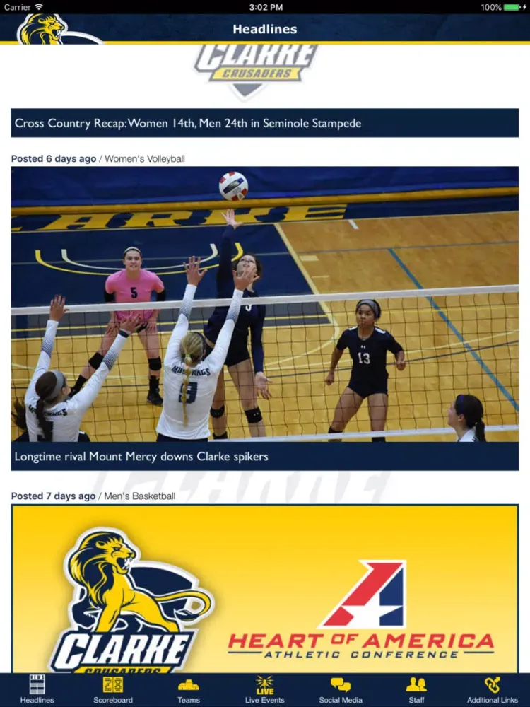 Captures d'écran de Clarke University Athletics iPad 