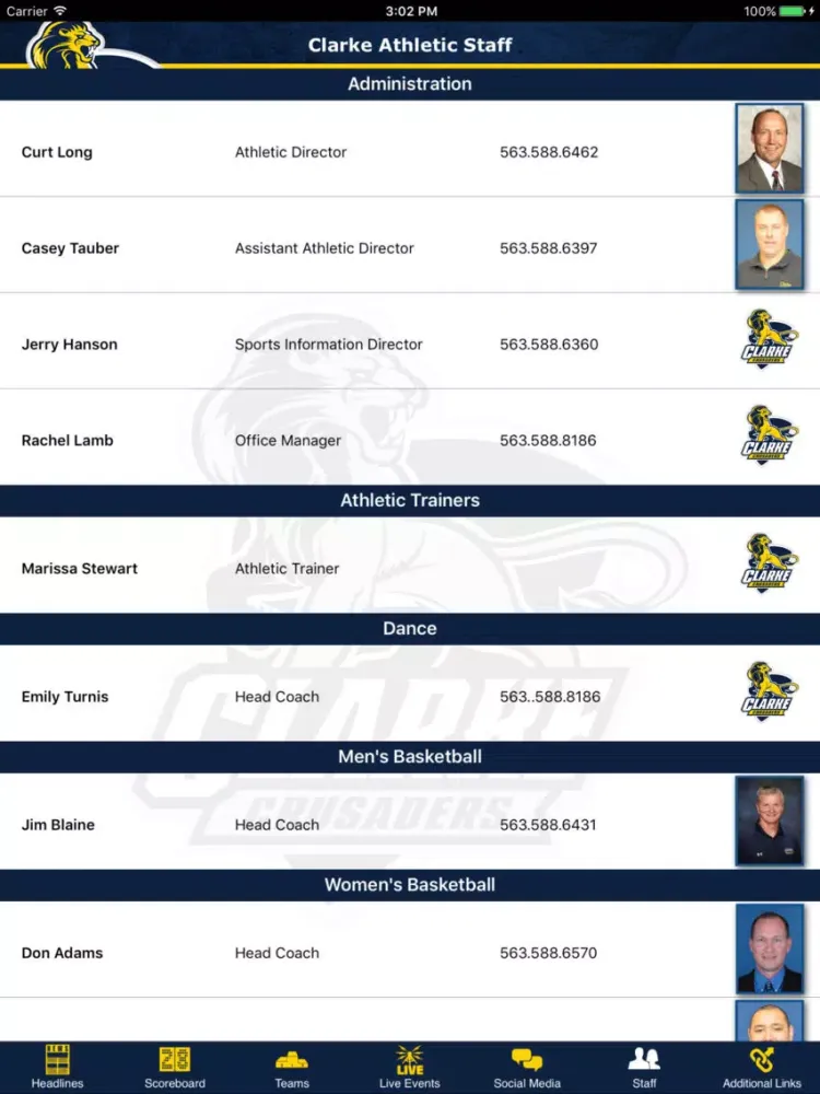 Captures d'écran de Clarke University Athletics iPad 